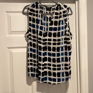 DKNY Black and Blue Checkered Top - Size L